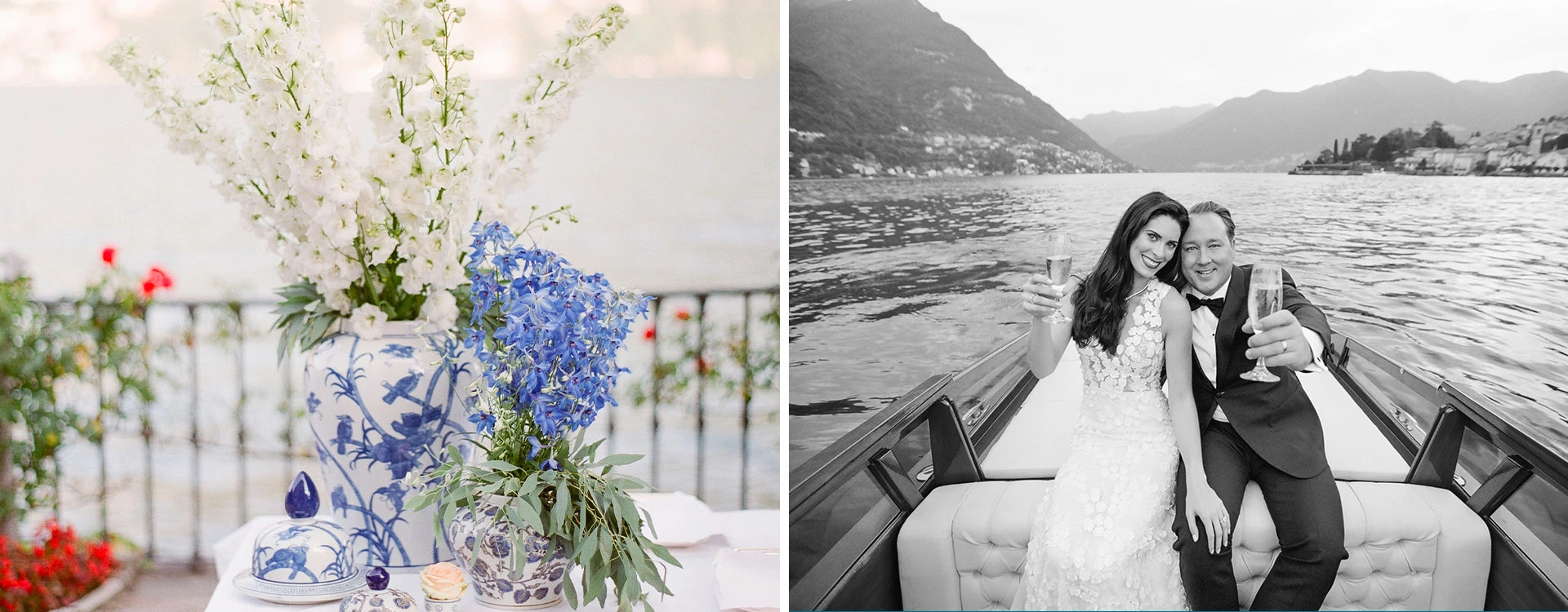 Color-themed wedding on Lake Como